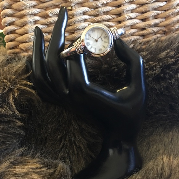 Ladies shiny silver rhinestone accent cuff watch - Picture 2 of 9